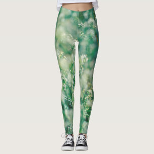 Leggings La hierba verde deja flores plantas Naturaleza