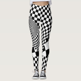 Leggings La Ilusión óptica blanca negra distorsionada bajo 