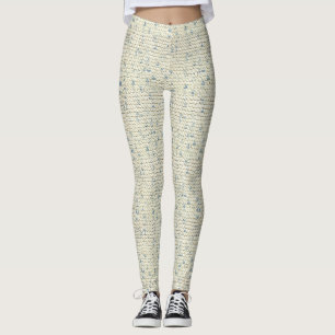Leggings La imagen de la crema y el azul tejen a mano la