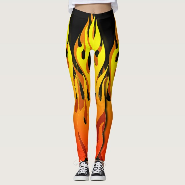 Leggings La impresión del fuego diseñó las polainas (Anverso)