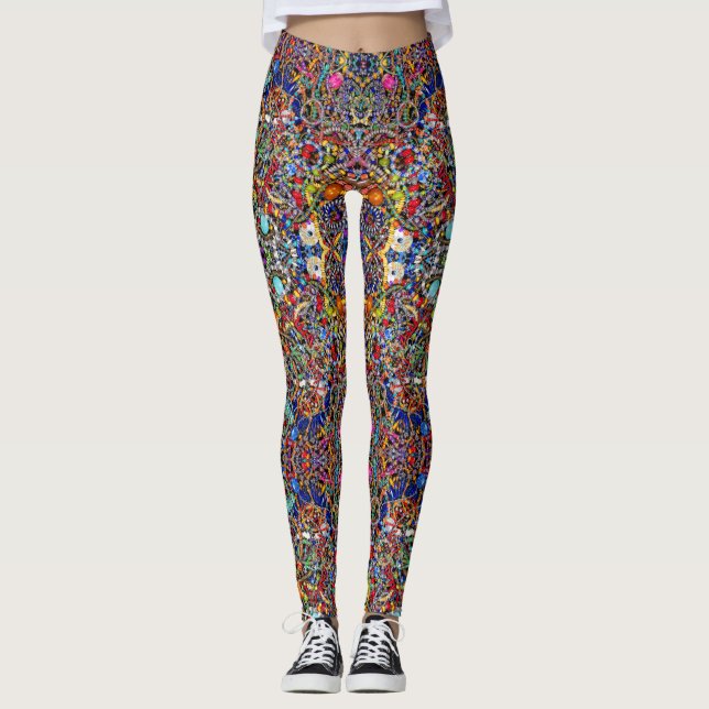 Leggings La joyería inspiró caleidoscópico colorido de las (Anverso)
