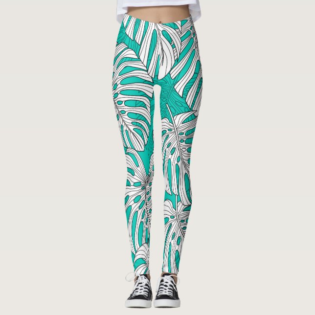 Leggings La jungla deja sin foco tropical floral (Anverso)