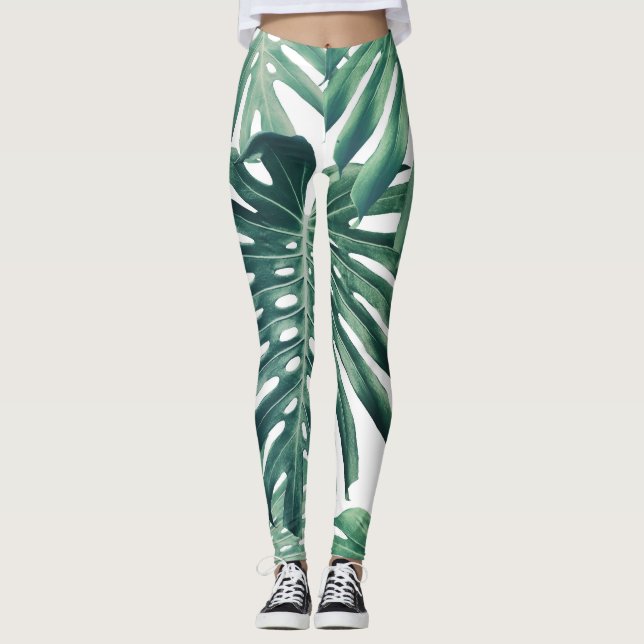 Leggings La jungla tropical deja el fondo floral (Anverso)