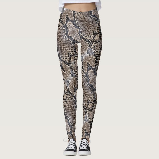 Leggings La mirada del piel de serpiente en grises y se (Anverso)