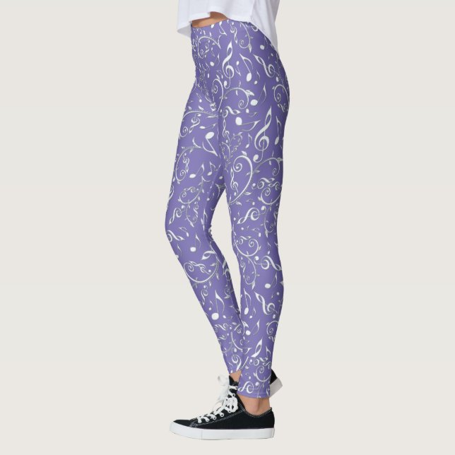 Leggings La música de plata observa floral en las polainas (Izquierda)