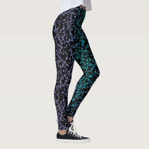 Leggings La música púrpura de la pendiente del verde azul