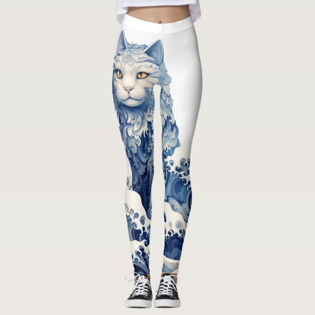 Leggings La ola del gato en Kanagawa (Anverso)