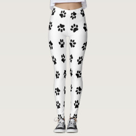 Leggings La pata imprime las polainas del arte/blanco y