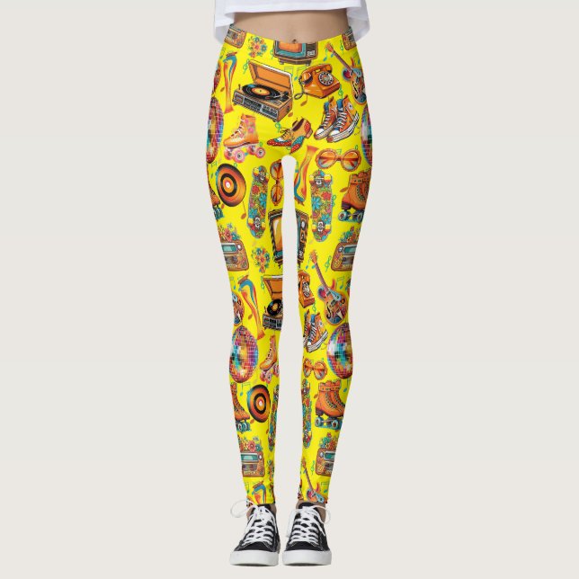 Leggings La Patternx Retro Beat4 B Amarillo BG (Anverso)