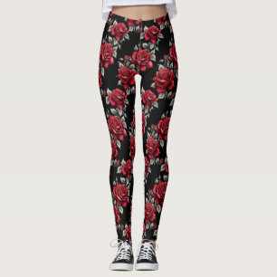 Leggings La plata de los Rosas Crimson deja al gótico