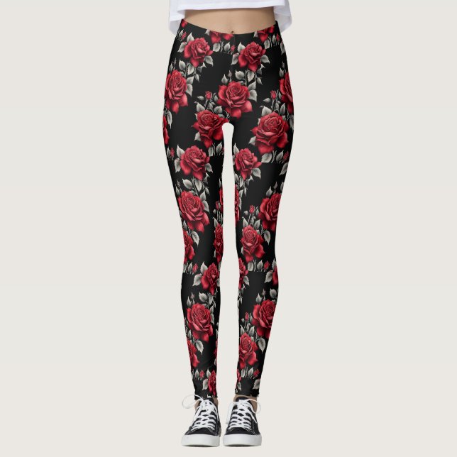 Leggings La plata de los Rosas Crimson deja al gótico (Anverso)
