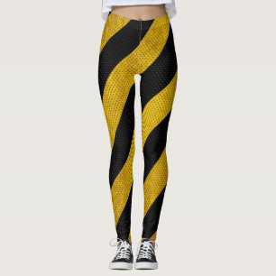 Leggings La precaución negra amarilla del tráfico raya la