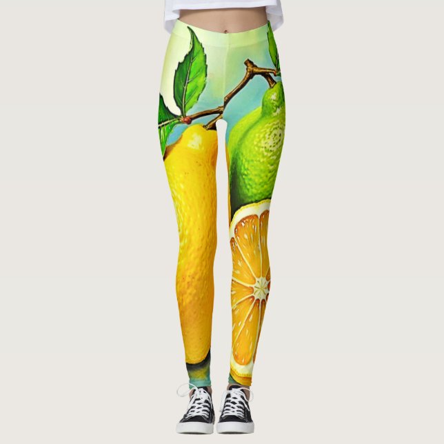 Leggings La ráfaga de cítricos de Zesty en el diseño (Anverso)