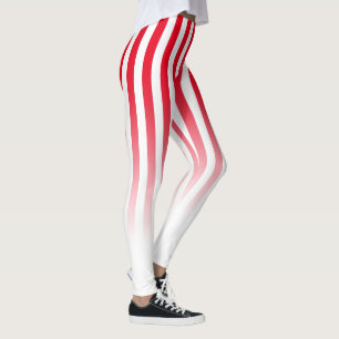 Leggings La raya blanca roja del caramelo se descolora