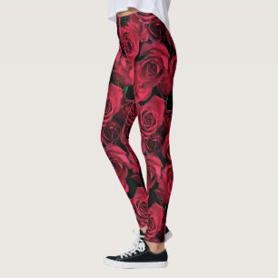 Leggings La rosaleda roja floral florece las polainas