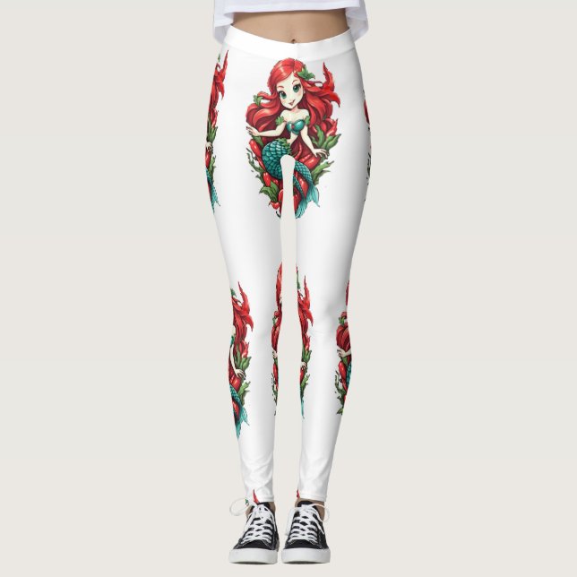 Leggings La sirena de doble cola de la cabeza roja Thunder_ (Anverso)