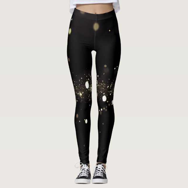 Leggings La Stardust dorada en negro (Anverso)