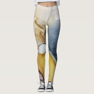 Leggings La tinta de alcohol gira, el tinte amarillo, abstr