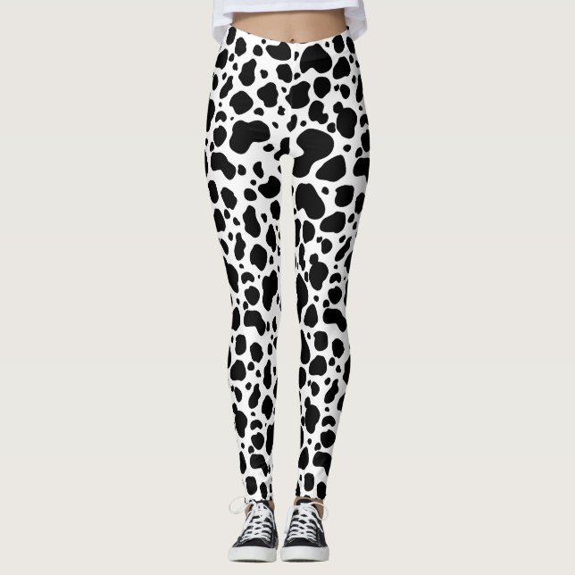 Leggings La vaca mancha el estampado de animales blanco y (Anverso)