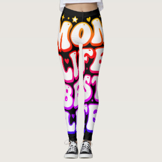 Leggings La vida de mamá es la mejor vida Retro Groovy Atar