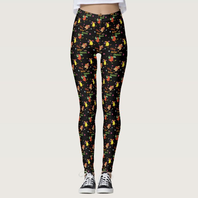 Leggings La vida es mejor con el arte acuático del pollo (Anverso)