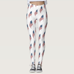 Leggings La vieja bandera patriotica estadounidense ondeand