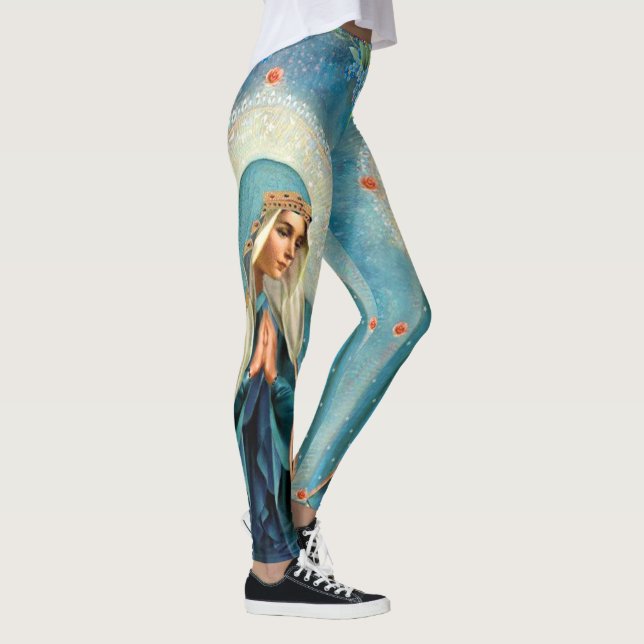 Leggings La Virgen María en la Oración Azul me olvida nudos (Derecha)