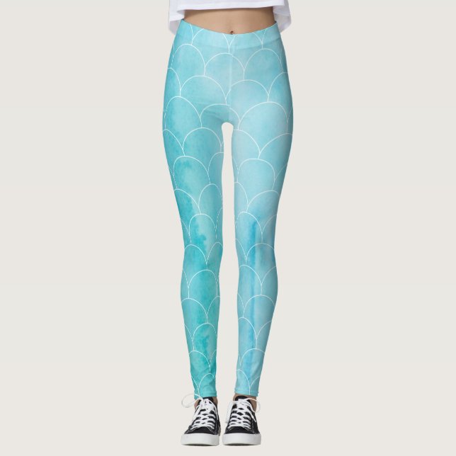 Leggings La yoga de little mermaid jadea el agua azul de (Anverso)