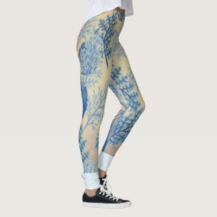 Leggings La yoga del "falso tatuaje azul floral del cuerpo"