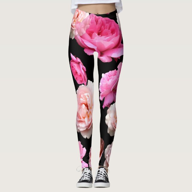 Leggings La yoga negra de Athleisure de los rosas rosados