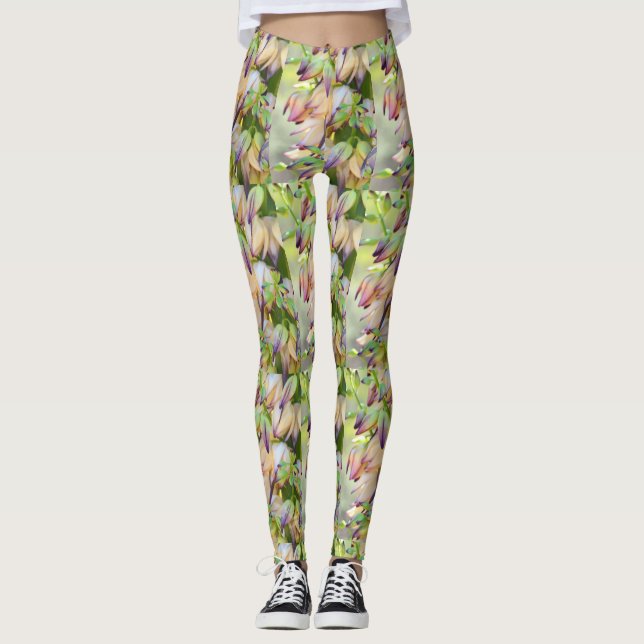 Leggings la yuca del desierto florece verde claro (Anverso)