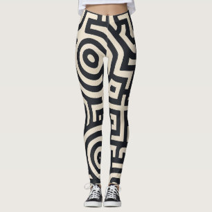 Leggings laberinto geométrico monocromático