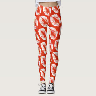 Leggings Labios blancos Naranja rojo moderno