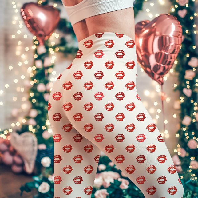 Leggings Labios Blancos y Rojos Impresión de Beso (Subido por el creador)