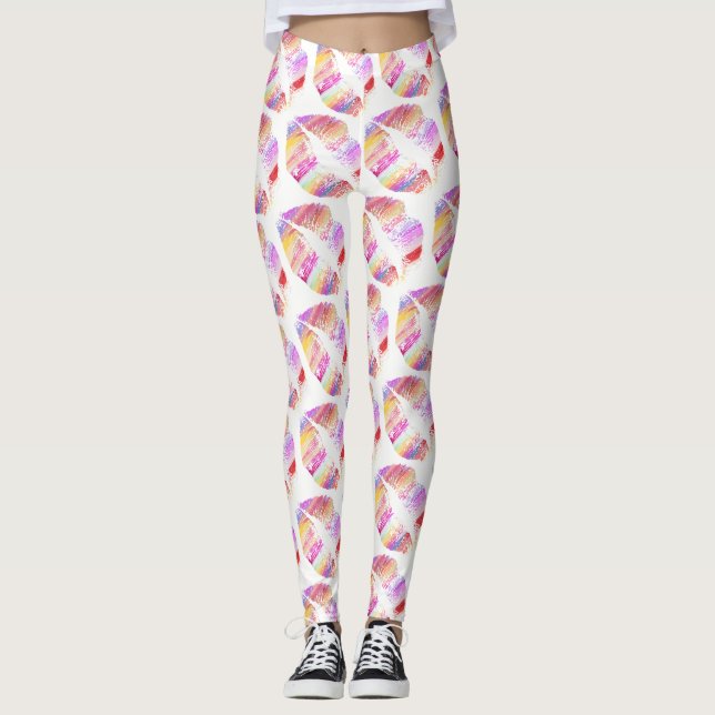 Leggings Labios coloridos Blanco moderno (Anverso)
