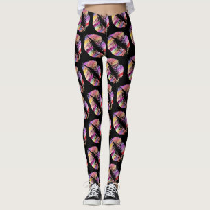 Leggings Labios coloridos Negro moderno