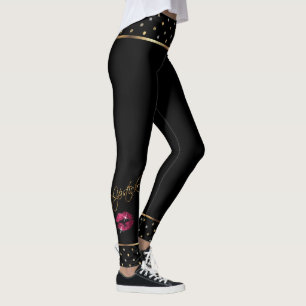 Leggings Labios de lápiz labial de Purpurina rosado calien