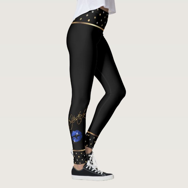 Leggings Labios de pintalabios de Purpurina azul brillante (Derecha)