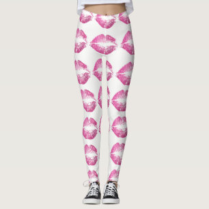 Leggings Labios de Purpurina Rosa