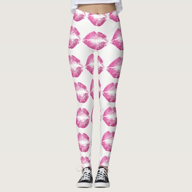 Leggings Labios de Purpurina Rosa (Anverso)