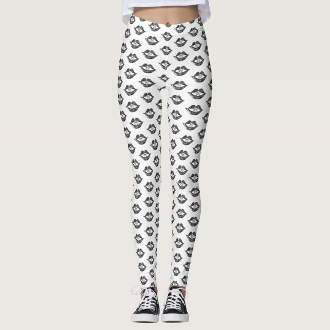 Leggings Labios góticos De Aspecto Brillante (Anverso)