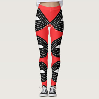 Leggings Labios negros en las polainas rojas
