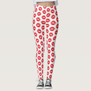 Leggings Labios Rojos, Labios Rojos, Beso, Patrón De Labios