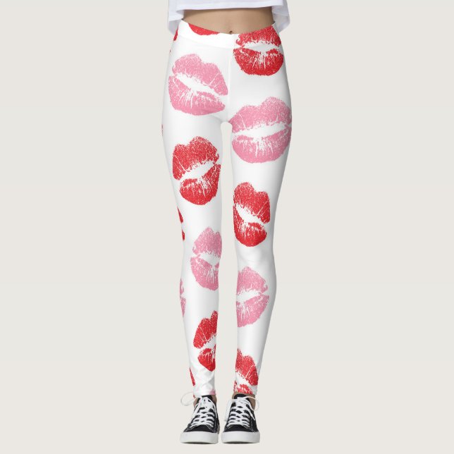 Leggings Labios rojos y rosados, patrón de labios, labios,  (Anverso)