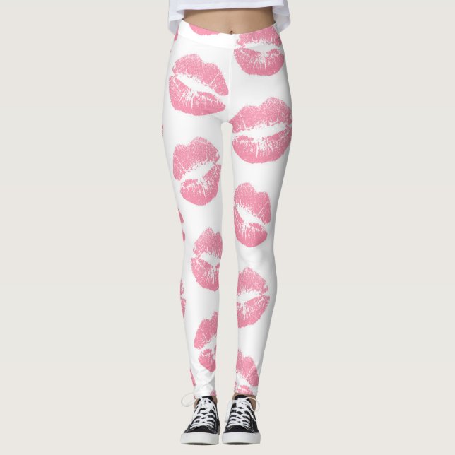 Leggings Labios Rosados, Patrón De Labios, Palo De Labios R (Anverso)