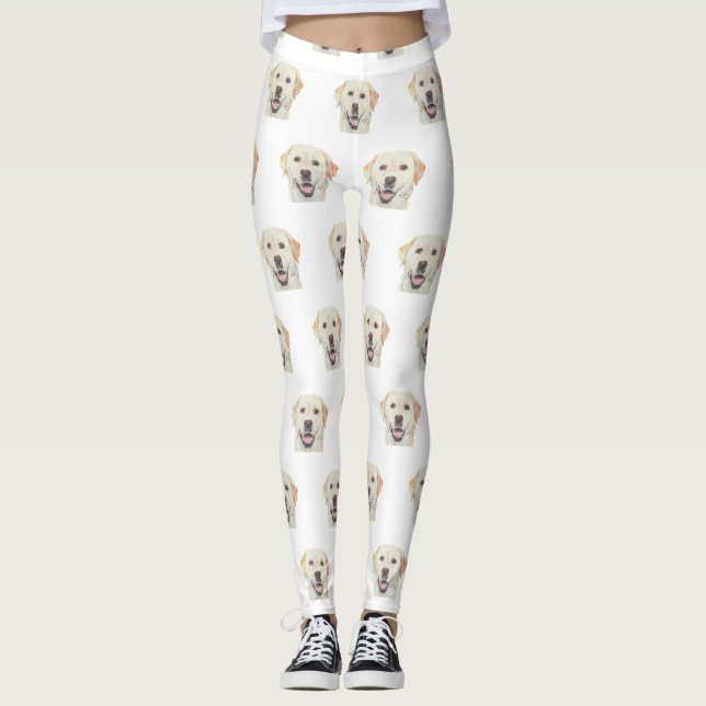 Leggings Labrador amarillo blanco adorable recuperador de p (Anverso)