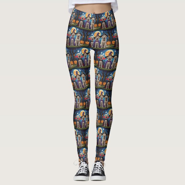 Leggings Labrador perros calabaza Halloween es gracioso (Anverso)