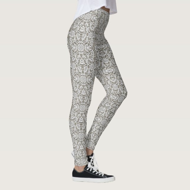 Leggings Lace Blanco Luce Cómodo Sexy Cute Caliente Clásico (Derecha)