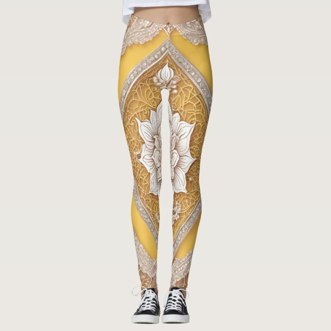 Leggings Lace sobre el arte de la IA amarilla (Anverso)