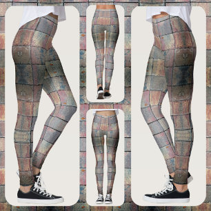 Leggings Ladrillo a Cuadros Rojo y Gris Chic Grunge